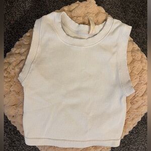 FP Movement White Ribbed High Neck Top